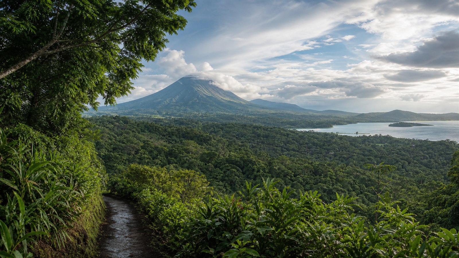 Costa Rica Natur mit Regenwald, Vulkan und Küstenlandschaft