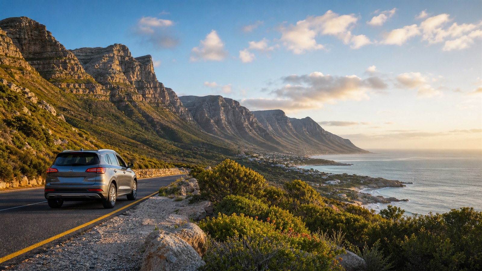 Roadtrip an der Küste Südafrikas mit Mietwagen, Bergen und Meer